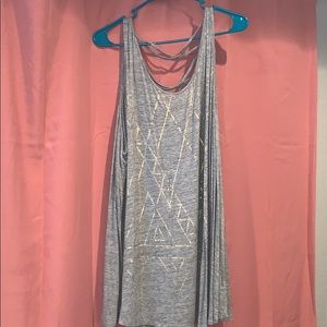 Grey and gold flowy tank